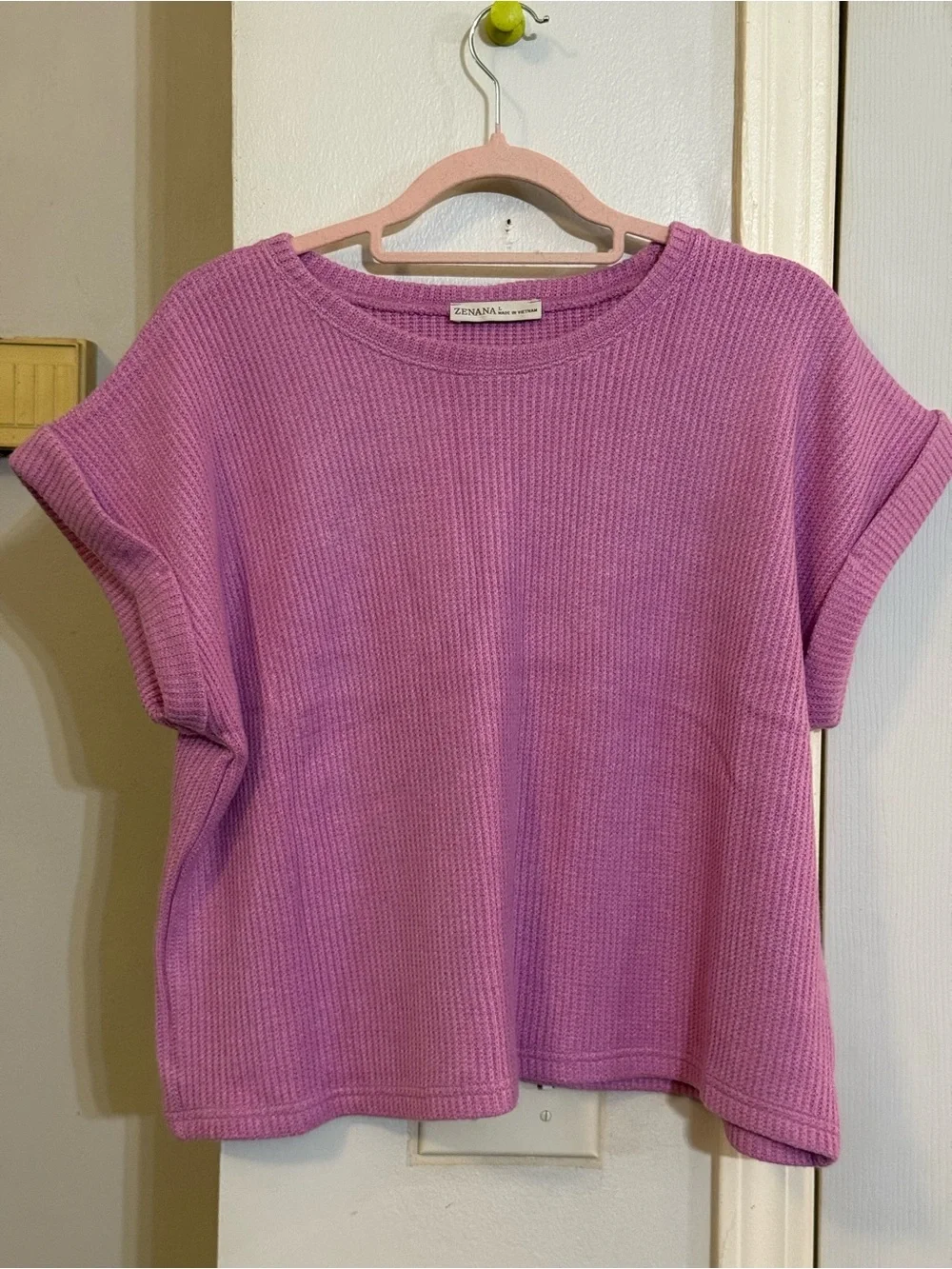 NEW Zenana Womens Two-Piece Dusty Rose Ribbed Pant Set Sz L